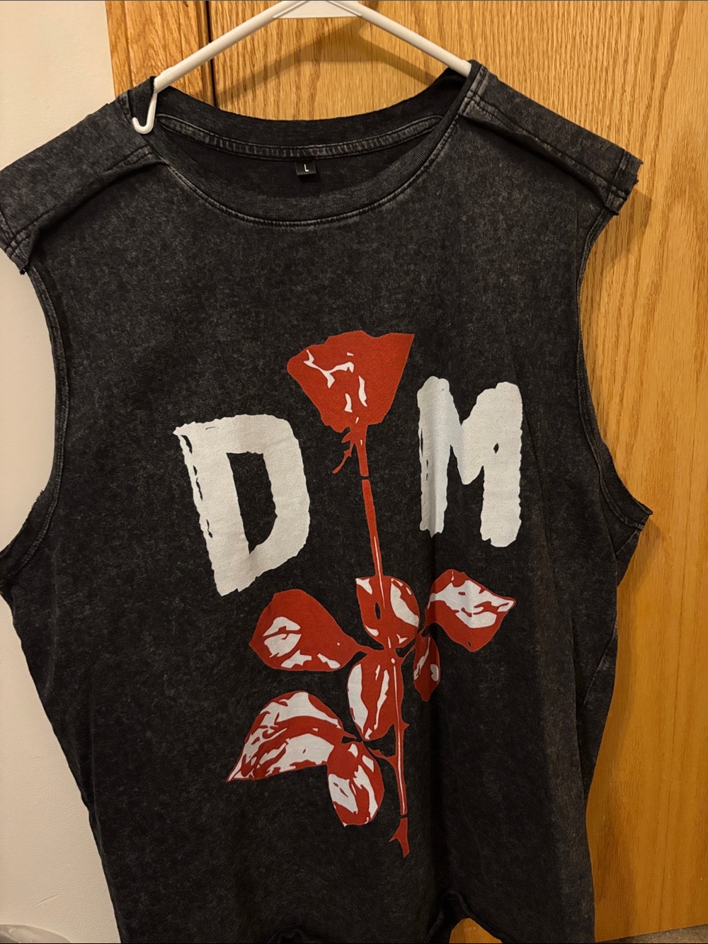 Black Sleeveless Graphic Tank with Red Rose Print